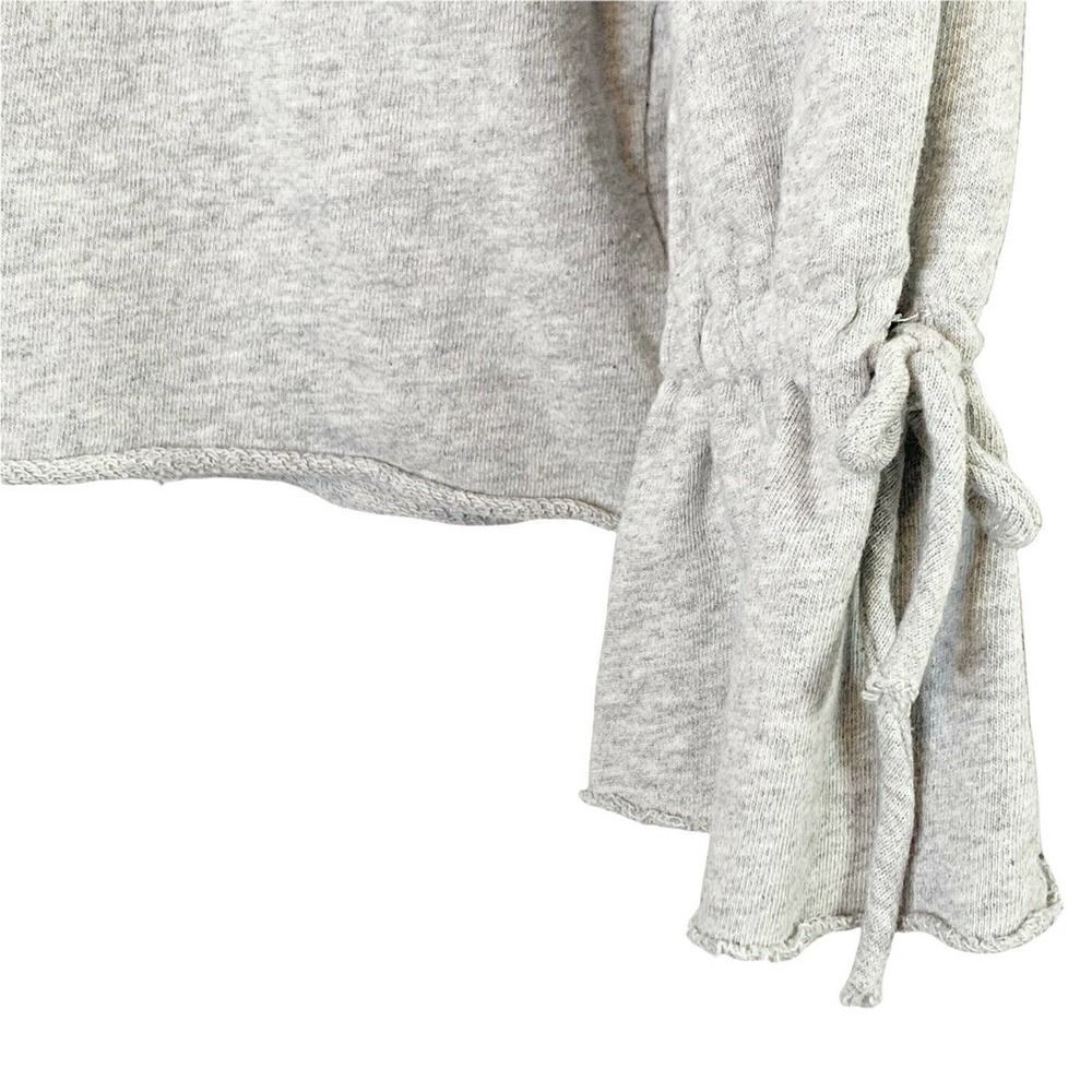 Rails Grey Heather Ruffle Tie Sleeve Crew Neck Marilyn Top Size Medium - Picture 4 of 8